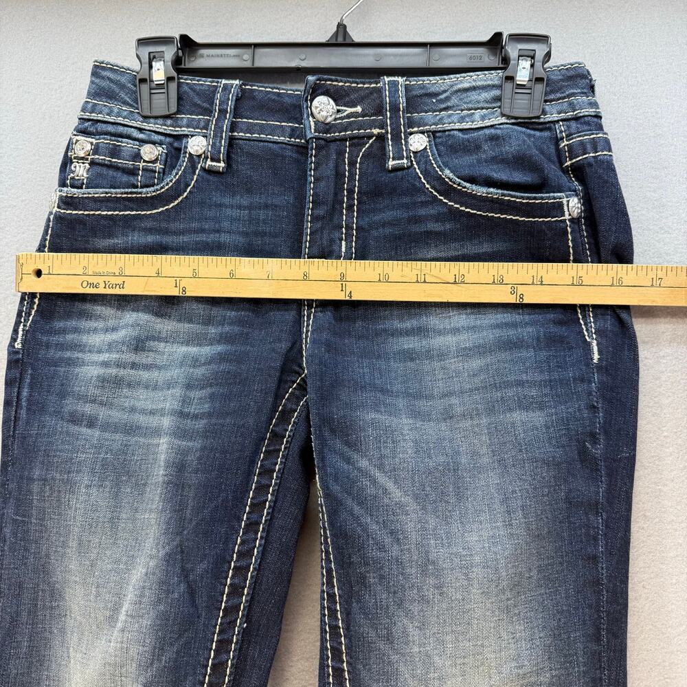 Miss Me Jeans Women's 26x31.5 (2) Dark Blue Standard Skinny Angel Wings EUC - Picture 12 of 15